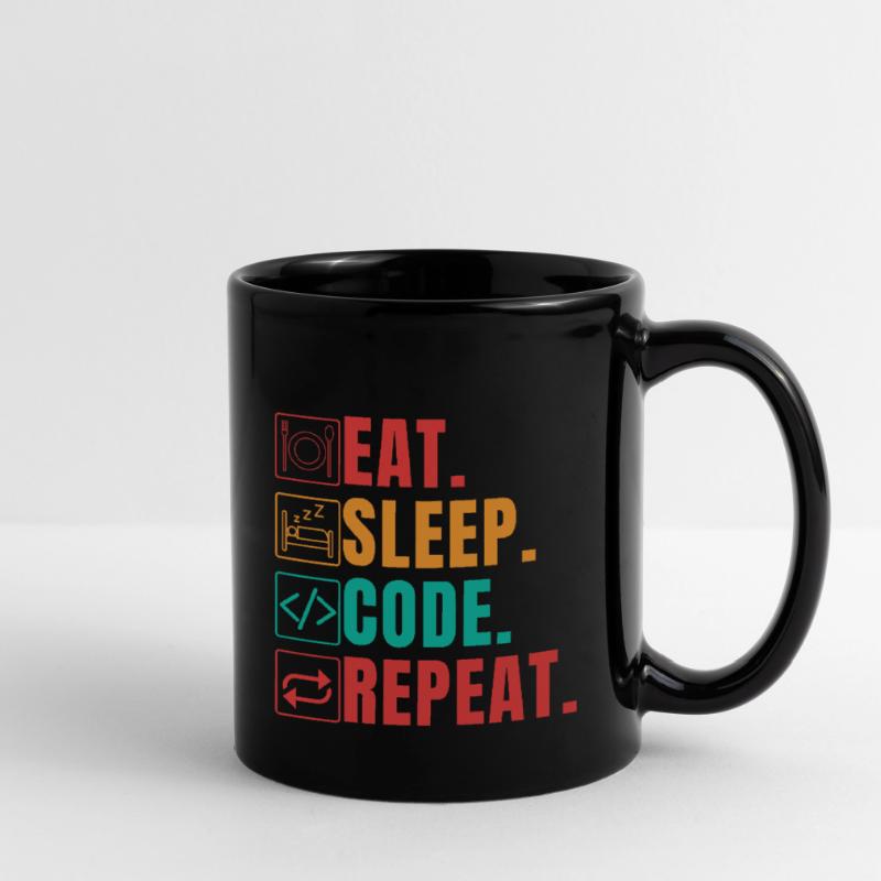 EAT SLEEP CODE REPEAT - FUNNY CODER Full Colour Mug
