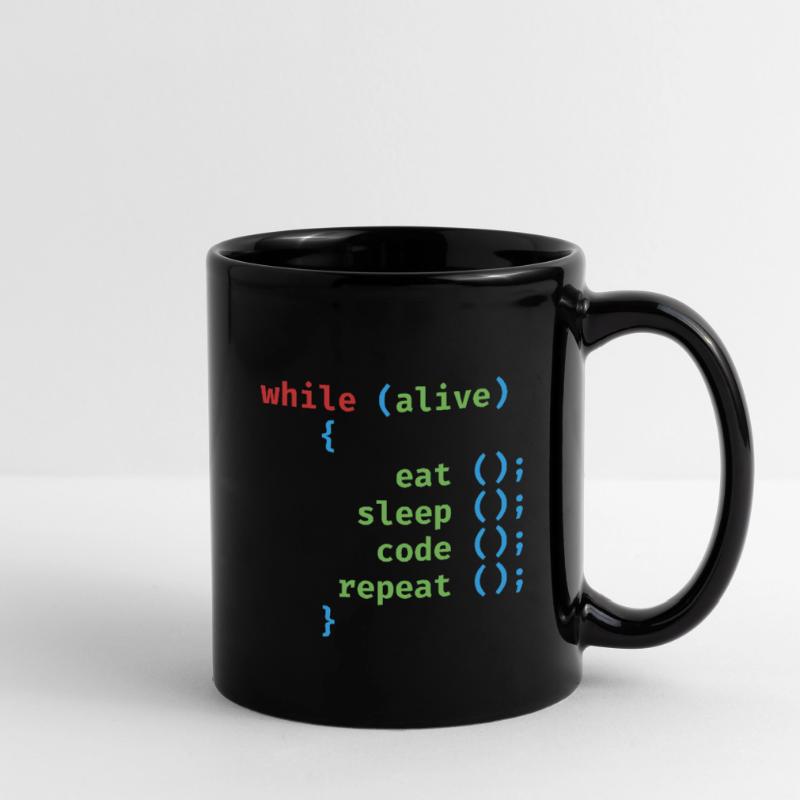 WHILE ALIVE EAT SLEEP CODE REPEAT Full Colour Mug
