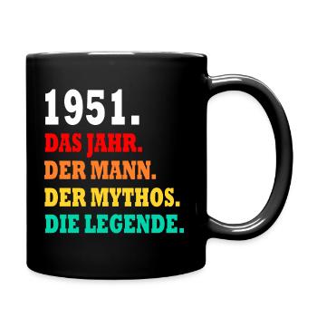 Jahrgang 1951 Vater Opa Geburtsjahr 1951 Geschenk - Tasse einfarbig - Schwarz - Rechts