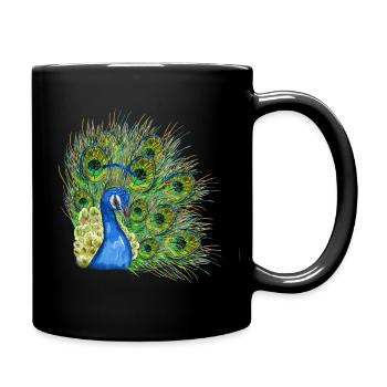 Peacock portrait - Full Colour Mug - black - Right
