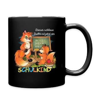 Dieser schlaue Fuchs ist jetzt ein Schulkind! - Tasse einfarbig - Schwarz - Rechts