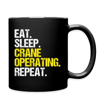 Kranführer Kranfahrer Kran Crane Operator - Tasse einfarbig - Schwarz - Rechts