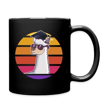 Lama Doktorhut Abschluss Retro Lama Promotion - Tasse einfarbig - Schwarz - Rechts