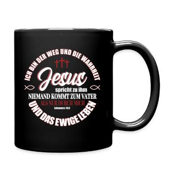 Jesus Christus Shirt Bibelvers Ich bin der Weg - Tasse einfarbig - Schwarz - Rechts