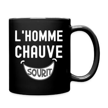 Homme chauve sourit 2.png - Mug uni - noir - Droite