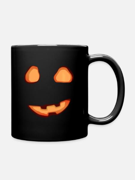 Halloween Gruseliges Kürbis Gesicht Kostüm Orange - Tasse einfarbig - Schwarz