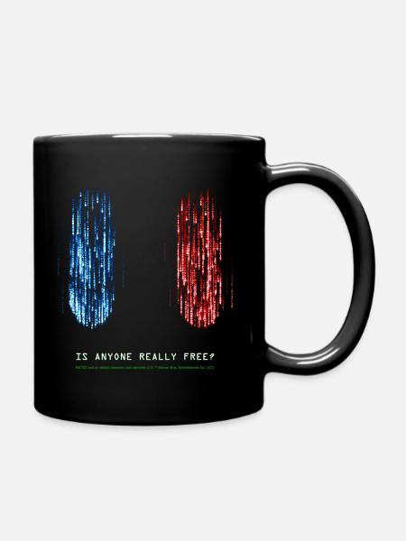 The Matrix Is Anyone Really Free Quote - Full Colour Mug - black