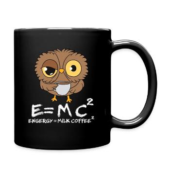 Eule Kaffee - Tasse einfarbig - Schwarz - Rechts