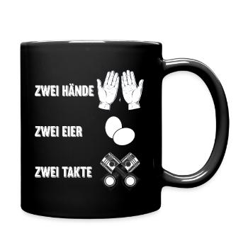 Zwei Hände zwei Eier zwei Takte Simson S50 S51 S70 - Tasse einfarbig - Schwarz - Rechts