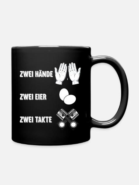 Zwei Hände zwei Eier zwei Takte Simson S50 S51 S70 - Tasse einfarbig - Schwarz