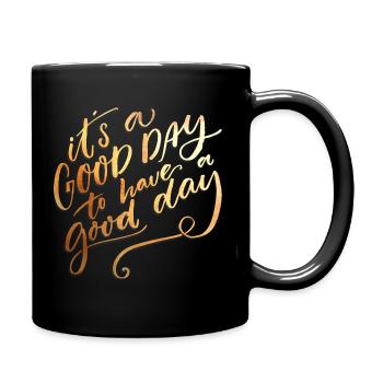 Typography Good Day - Full Colour Mug - black - Right