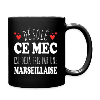 Mec Avec Marseillaise Cadeau Couple Saint Valentin - Mug uni - noir - Droite