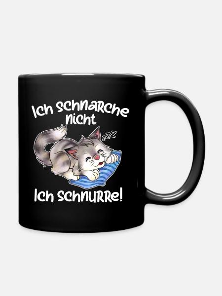 Ich schnarche nicht ich schnurre, süße Katze - Tasse einfarbig - Schwarz