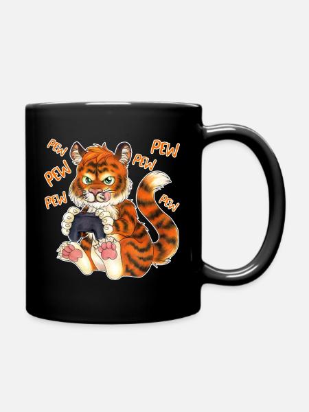 Lustiger Gaming Tiger Geschenk Gamer Geburtstag - Tasse einfarbig - Schwarz