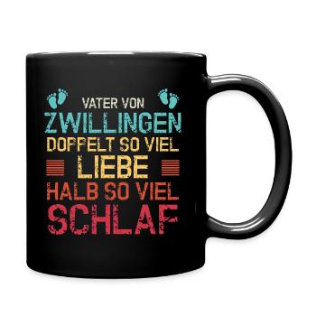Vater von Zwillingen eineiige zweieiige Geschenk - Tasse einfarbig - Schwarz - Rechts