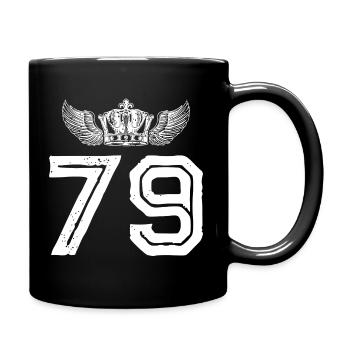 79 Zahl Krone - Tasse einfarbig - Schwarz - Rechts