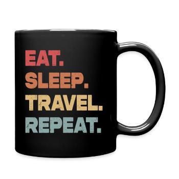 Eat Sleep Travel Repeat - Full Colour Mug - black - Right