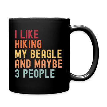 Beagle Outdoor Dog Nature Hiking retro vintage - Full Colour Mug - black - Right