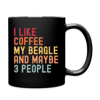 Beagle Coffee Dog Cafe Funny saying retro - Full Colour Mug - black - Right