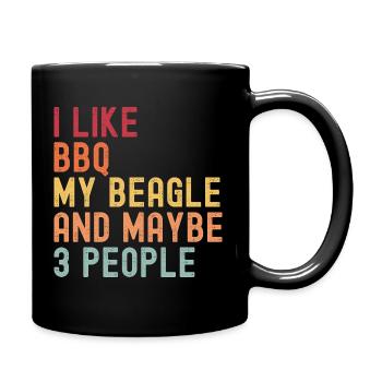 BBQ und Beagle Liebhaber retro vintage - Tasse einfarbig - Schwarz - Rechts