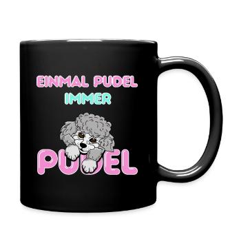 Auf den Pudel gekommen - süßer Silberpudel - Tasse einfarbig - Schwarz - Rechts