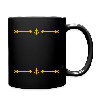 Anker - Rahmen - Muster - Tasse einfarbig - Schwarz - Rechts