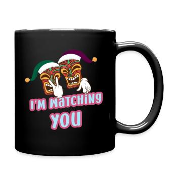 I'm Watching You Weihnachten im Juli Surfender Wei - Tasse einfarbig - Schwarz - Rechts
