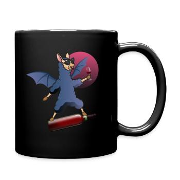 Halloween Alpaka Fledermaus Weinflasche - Tasse einfarbig - Schwarz - Rechts