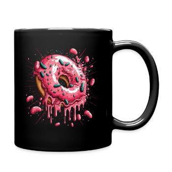 Pink frosted sprinkled donut - Full Colour Mug - black - Right