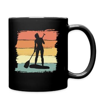 Paddleboard Frauen vintage retro - Tasse einfarbig - Schwarz - Rechts