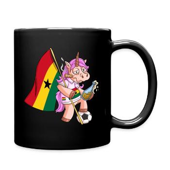 Ghana Party Einhorn - Tasse einfarbig - Schwarz - Rechts