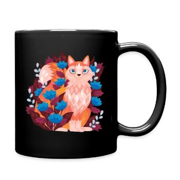 Fuchs in den Blumen T-Shirt - Tasse einfarbig - Schwarz - Rechts
