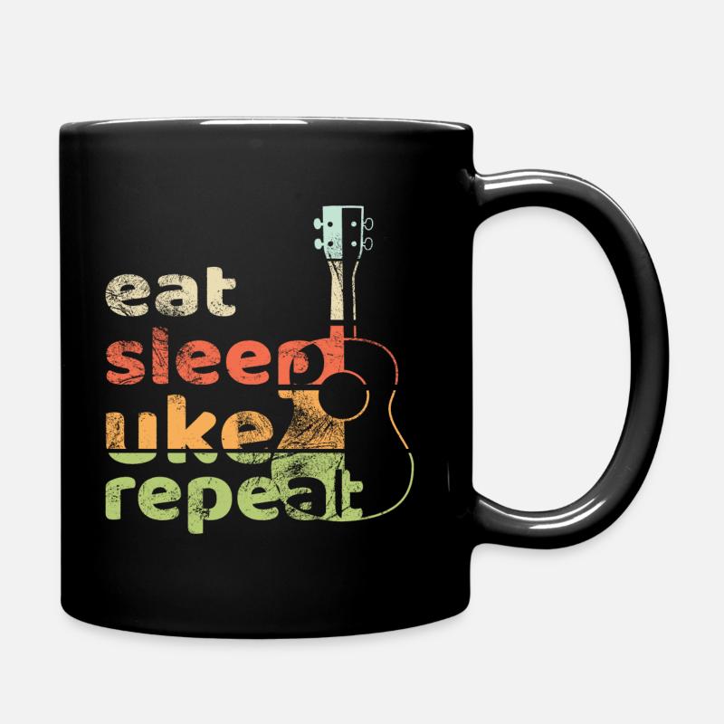 eat sleep uke repeat! vintage hell - Tasse einfarbig - Schwarz