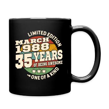 Awesome since march 1988 - 35 years old - Full Colour Mug - black - Right