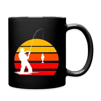 Angler Vintage Sonnenuntergang Retro - Tasse einfarbig - Schwarz - Rechts