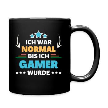 Ich war normal bis ich Gamer wurde - Tasse einfarbig - Schwarz - Rechts
