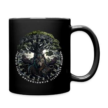 Wikinger Valhalla Wolf Odins - Tasse einfarbig - Schwarz - Rechts