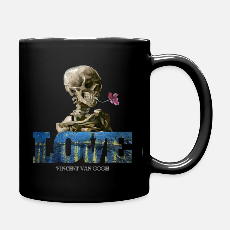 Totenkopf Blume. Ich liebe Van Gogh. - Tasse einfarbig - Schwarz