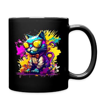 Chat dans le style graffiti - Mug uni - noir - Droite