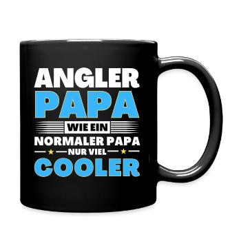 Angler Papa wie ein normaler nur viel cooler - Tasse einfarbig - Schwarz - Rechts
