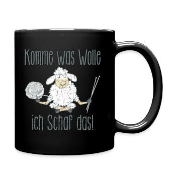 Komme was Wolle, ich Schaf das! Tierisches Motiv - Tasse einfarbig - Schwarz - Rechts