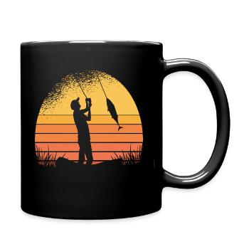 Fishing angler fisherman motif - Full Colour Mug - black - Right