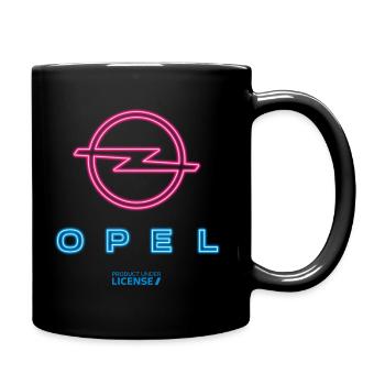Opel Neon-Logo In Blau Und Pink - Tasse einfarbig - Schwarz - Rechts