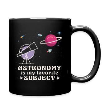 Astronomie, mein Lieblingsthema, Weltraumteleskop - Tasse einfarbig - Schwarz - Rechts