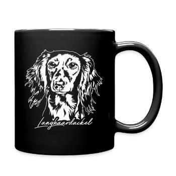Langhaardackel Portrait Hunde Hund Wilsigns - Tasse einfarbig - Schwarz - Rechts