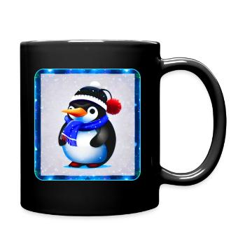 Mignon petit pingouin avec chapeau d’hiver - Mug uni - noir - Droite