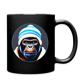 Gorille cool avec chapeau d’hiver - Mug uni - noir - Droite