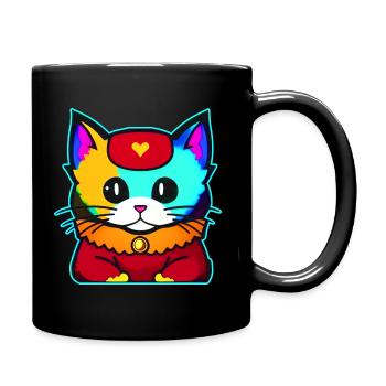 Chat mignon aux couleurs vives - Mug uni - noir - Droite