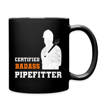 Lustige Pipefitter Dampfer - Tasse einfarbig - Schwarz - Rechts