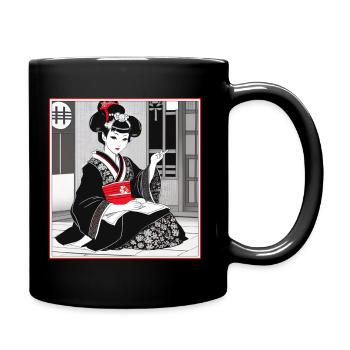 Cute Geisha Traditional Japan Style - Full Colour Mug - black - Right